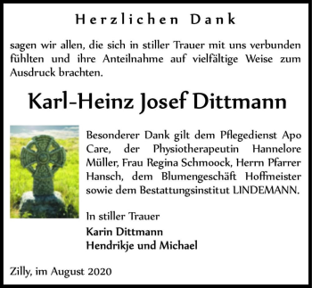 Traueranzeige von Karl-Heinz Josef Dittmann  von Magdeburger Volksstimme