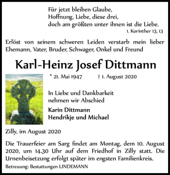 Traueranzeige von Karl-Heinz Josef Dittmann  von Magdeburger Volksstimme