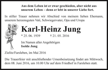 Traueranzeige von Karl-Heinz Jung  von Magdeburger Volksstimme