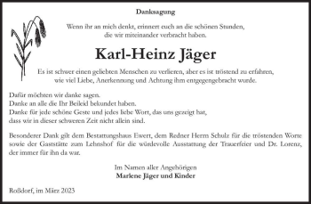 Traueranzeige von Karl-Heinz Jäger  von Magdeburger Volksstimme
