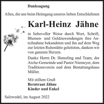 Traueranzeige von Karl-Heinz Jähne  von Magdeburger Volksstimme