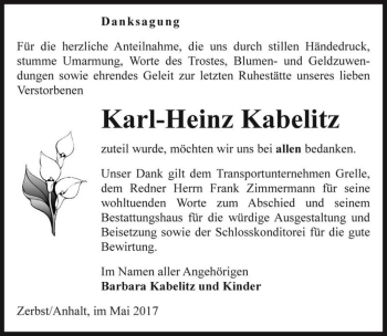 Traueranzeige von Karl-Heinz Kabelitz  von Magdeburger Volksstimme