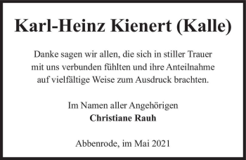 Traueranzeige von Karl-Heinz Kienert 