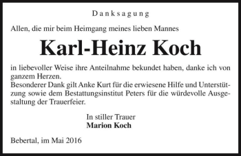 Traueranzeige von Karl-Heinz Koch  von Magdeburger Volksstimme