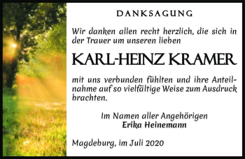 Traueranzeige von Karl-Heinz Kramer  von Magdeburger Volksstimme