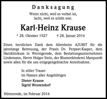 Traueranzeige von Karl-Heinz Krause  von Magdeburger Volksstimme
