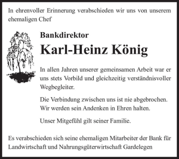 Traueranzeige von Karl-Heinz König  von Magdeburger Volksstimme