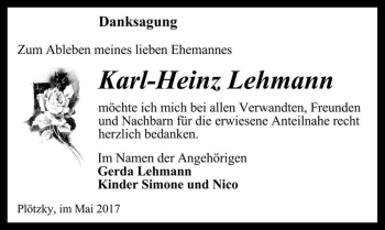Traueranzeige von Karl-Heinz Lehmann  von Magdeburger Volksstimme