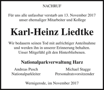 Traueranzeige von Karl-Heinz Liedtke  von Magdeburger Volksstimme