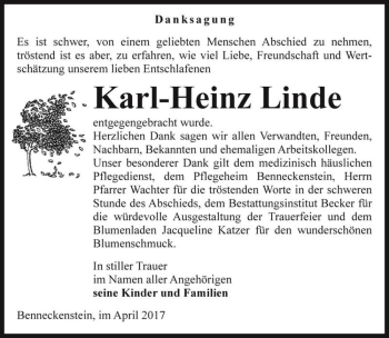 Traueranzeige von Karl-Heinz Linde  von Magdeburger Volksstimme