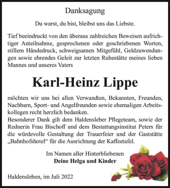 Traueranzeige von Karl-Heinz Lippe  von Magdeburger Volksstimme