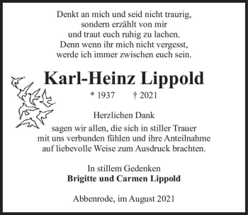 Traueranzeige von Karl-Heinz Lippold  von Magdeburger Volksstimme