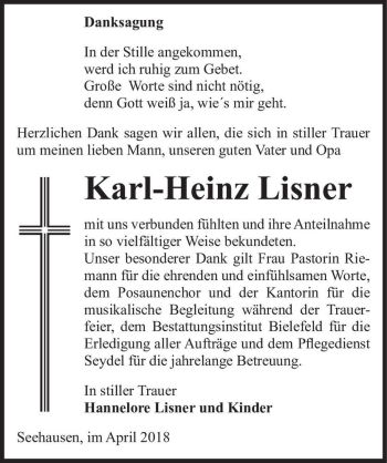 Traueranzeige von Karl-Heinz Lisner  von Magdeburger Volksstimme