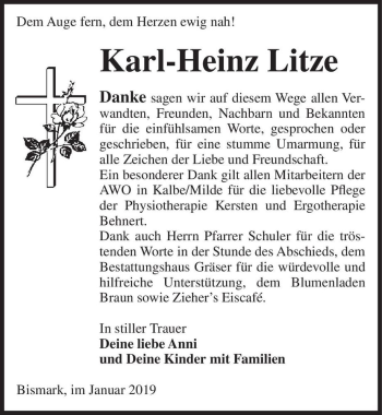 Traueranzeige von Karl-Heinz Litze  von Magdeburger Volksstimme
