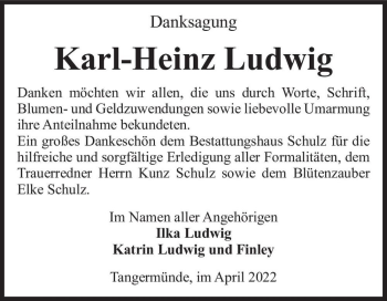Traueranzeige von Karl-Heinz Ludwig  von Magdeburger Volksstimme