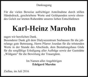 Traueranzeige von Karl-Heinz Marohn  von Magdeburger Volksstimme
