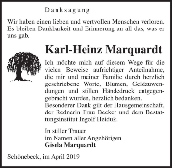 Traueranzeige von Karl-Heinz Marquardt  von Magdeburger Volksstimme