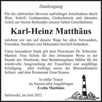 Traueranzeige von Karl-Heinz Matthäus  von Magdeburger Volksstimme
