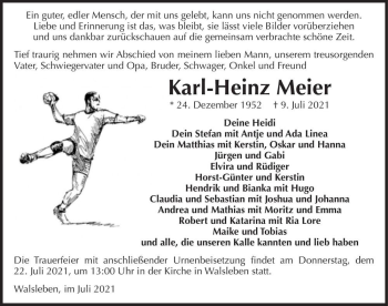 Traueranzeige von Karl-Heinz Meier  von Magdeburger Volksstimme