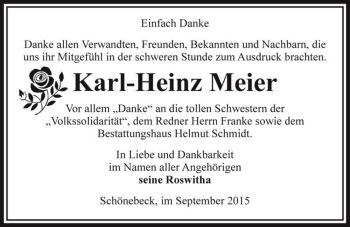 Traueranzeige von Karl-Heinz Meier  von Magdeburger Volksstimme