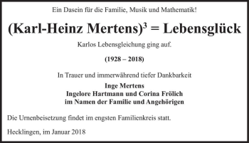 Traueranzeige von Karl-Heinz Mertens  von Magdeburger Volksstimme