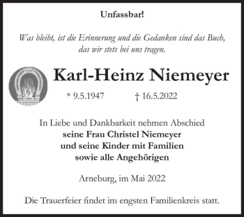 Traueranzeige von Karl-Heinz Niemeyer  von Magdeburger Volksstimme