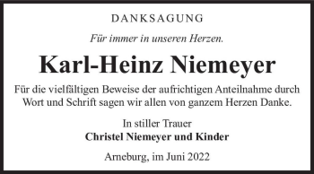 Traueranzeige von Karl-Heinz Niemeyer  von Magdeburger Volksstimme