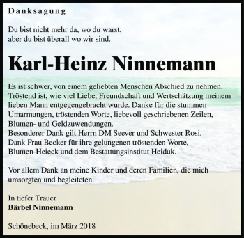 Traueranzeige von Karl-Heinz Ninnemann  von Magdeburger Volksstimme