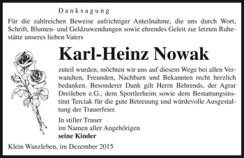Traueranzeige von Karl-Heinz Nowak  von Magdeburger Volksstimme