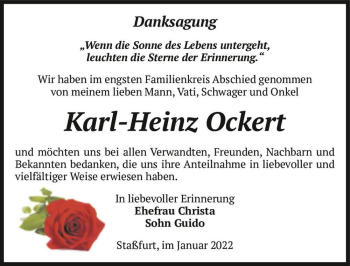 Traueranzeige von Karl-Heinz Ockert  von Magdeburger Volksstimme