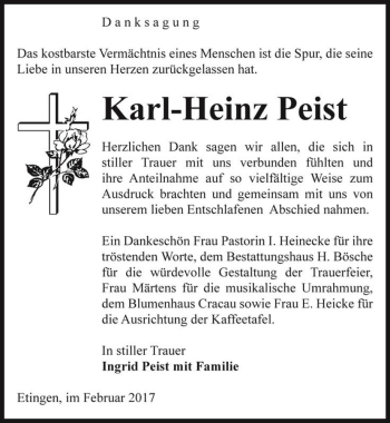 Traueranzeige von Karl-Heinz Peist  von Magdeburger Volksstimme