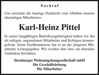 Traueranzeige von Karl-Heinz Pittel  von Magdeburger Volksstimme