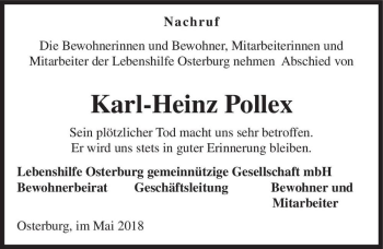 Traueranzeige von Karl-Heinz Pollex  von Magdeburger Volksstimme