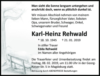 Traueranzeige von Karl-Heinz Rehwald  von Magdeburger Volksstimme