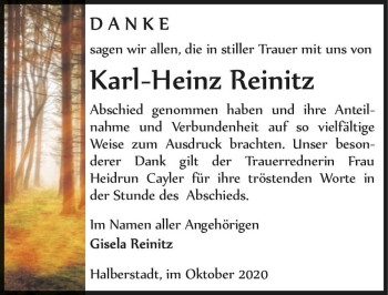 Traueranzeige von Karl-Heinz Reinitz  von Magdeburger Volksstimme