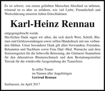Traueranzeige von Karl-Heinz Rennau  von Magdeburger Volksstimme