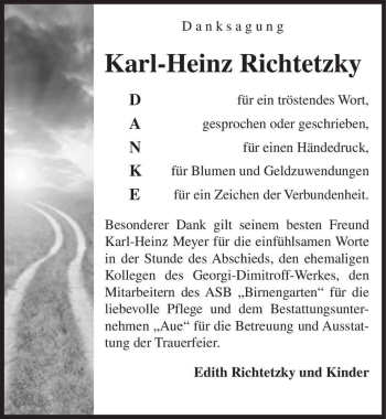 Traueranzeige von Karl-Heinz Richtetzky  von Magdeburger Volksstimme