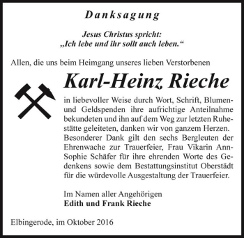 Traueranzeige von Karl-Heinz Rieche  von Magdeburger Volksstimme
