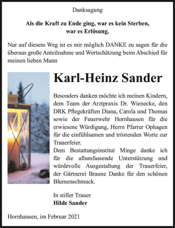 Traueranzeige von Karl-Heinz Sander  von Magdeburger Volksstimme