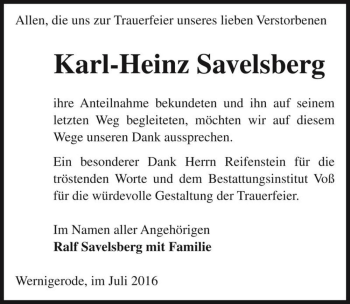 Traueranzeige von Karl-Heinz Savelsberg  von Magdeburger Volksstimme