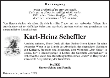 Traueranzeige von Karl-Heinz Scheffler  von Magdeburger Volksstimme