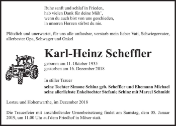 Traueranzeige von Karl-Heinz Scheffler  von Magdeburger Volksstimme