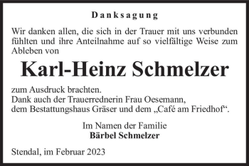 Traueranzeige von Karl-Heinz Schmelzer  von Magdeburger Volksstimme