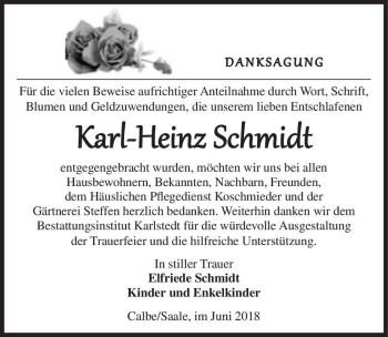 Traueranzeige von Karl-Heinz Schmidt  von Magdeburger Volksstimme