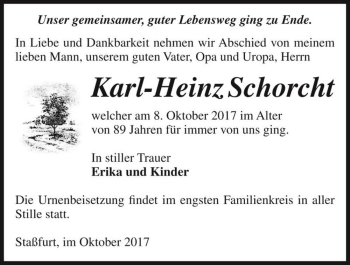 Traueranzeige von Karl-Heinz Schorcht  von Magdeburger Volksstimme