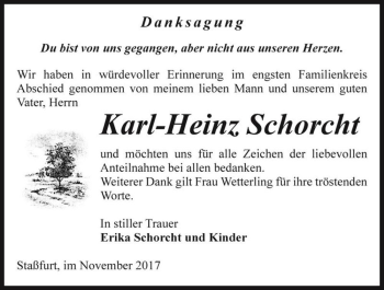 Traueranzeige von Karl-Heinz Schorcht  von Magdeburger Volksstimme