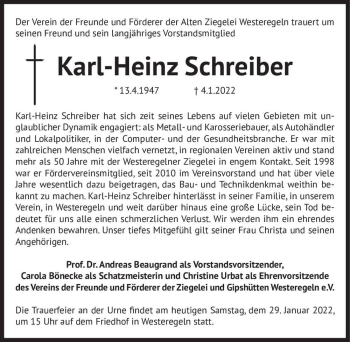 Traueranzeige von Karl-Heinz Schreiber  von Magdeburger Volksstimme