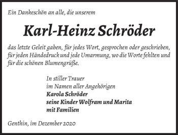 Traueranzeige von Karl-Heinz Schröder  von Magdeburger Volksstimme