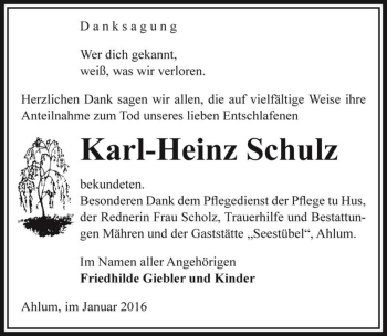 Traueranzeige von Karl-Heinz Schulz  von Magdeburger Volksstimme