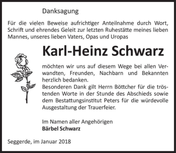 Traueranzeige von Karl-Heinz Schwarz  von Magdeburger Volksstimme